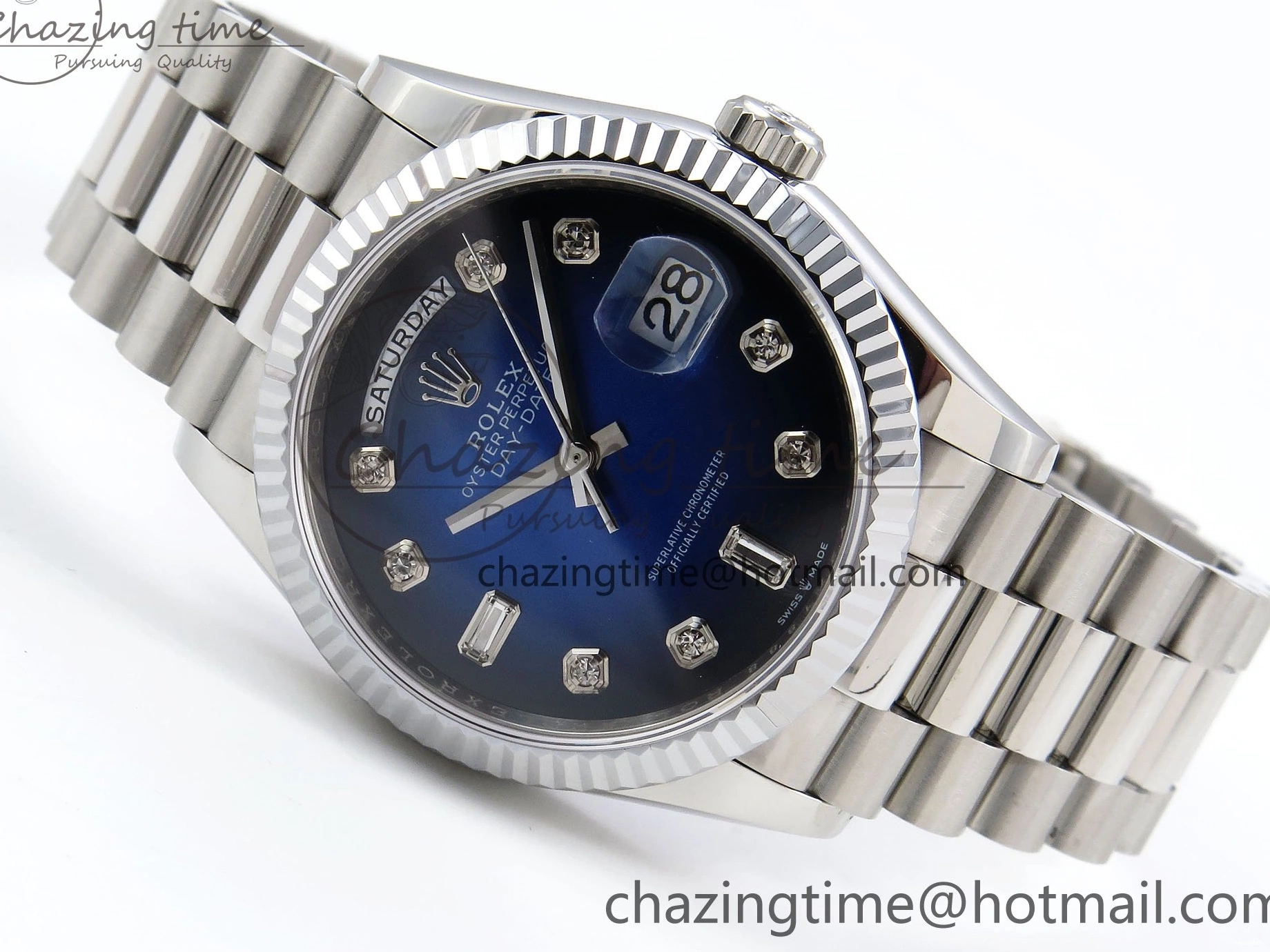 Diamonds 36 A2836 Dial on Day SS Edition Blue Date Best SS TWSF Bracelet 0411